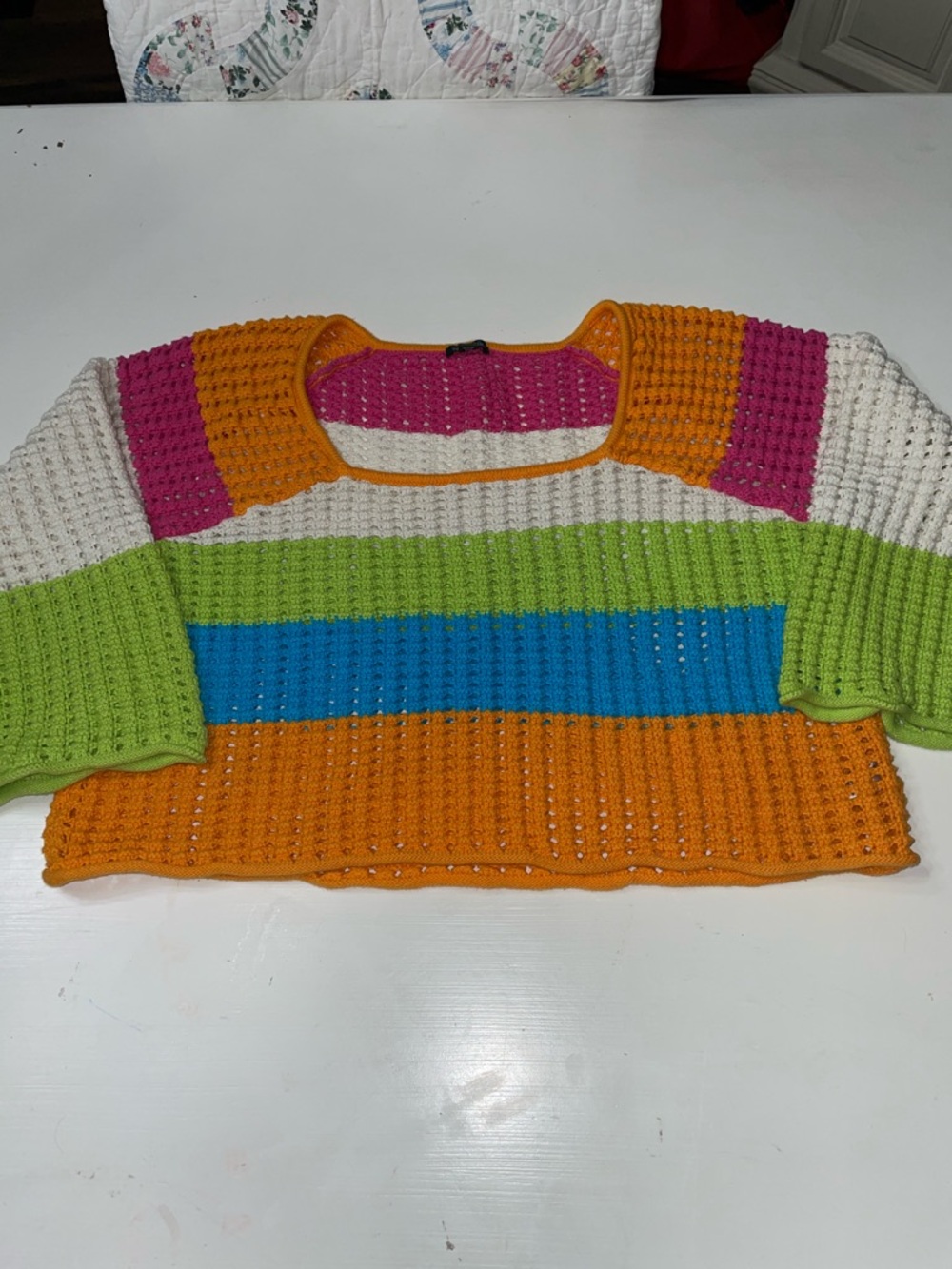 Wild Fable cropped crocheted sweater XXL